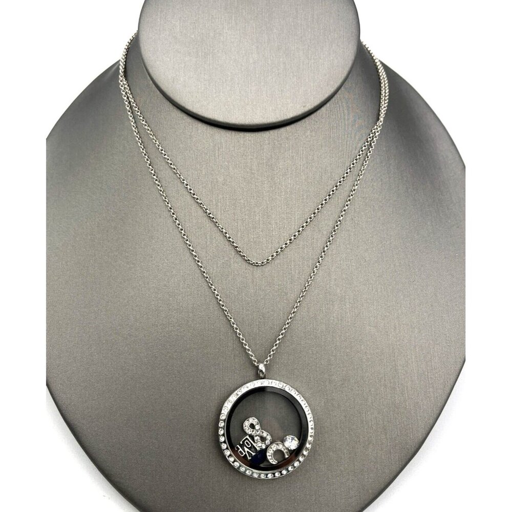 Origami Owl Locket Necklace Inspirational Charm Crystal Love Infinity 32"